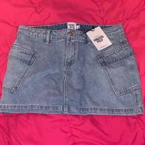 Princess Polly Zakai Cargo Denim Mini Skirt Ice Blue